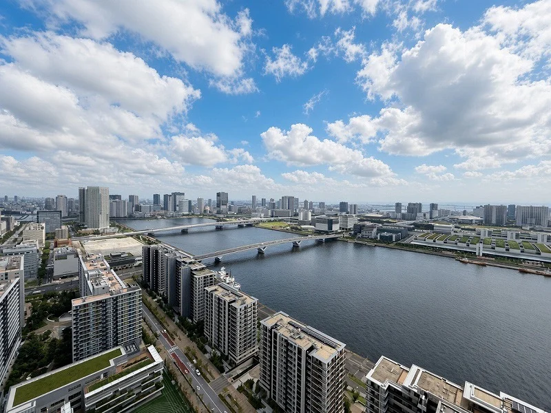 View over the canal and Tokyo Bay from HARUMI FLAG PARK VILLAGE T